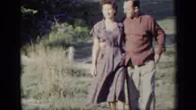 New York (1948): A Couple Walking In A Yard Area