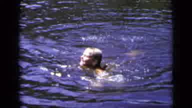New York (1948): Kid In Lake Swimming Happily Then Two Siblings Hanging Out With
