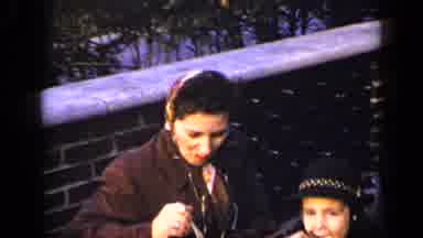 New York (1948): Little Girl And Her Mother Wearing Coats And Hats Eating Outside