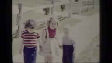 New York (1948): Children Strolling Along The Sidewalk On A Sunny And Hot Day
