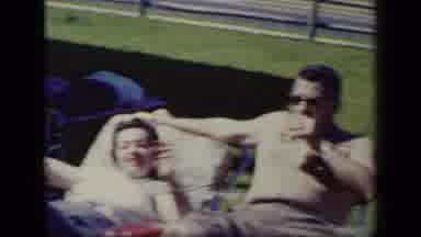 New York (1948): Couple Have Fun In The Outdoor Area Of ââResidence With Their