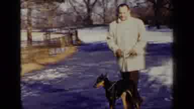 New York (1948): Man Walking His Dog In The Cold Weather