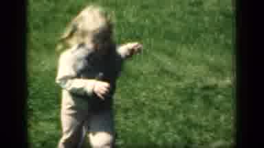 New York (1949): Young Girl Being Filmed Running And Playing Outdoors In Grass