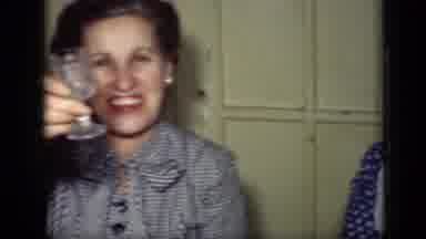 New York (1949): Three Older Individuals Celebrating Laughing Showing Drinks