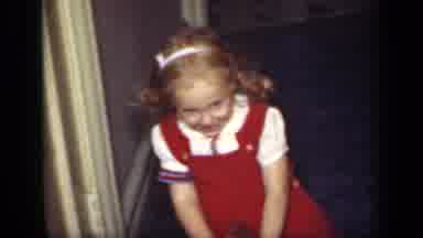 New York (1949): Female Child In The Hallway Of A Home Riding A Toy