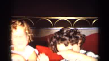 New York (1957): Kids Sitting On Red And Gold Bench Shield Faces From Camera