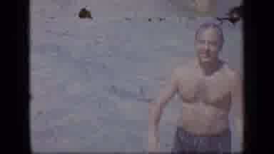 New Jersey (1970): Ugly And Busty Old Man With No Shirt On The Beach In Shorts