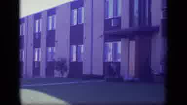 New Jersey (1970): Entrance Of A Building Surrounded By Nature Slow Camera