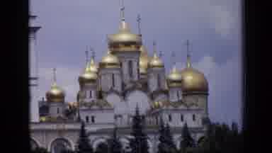 Moscow Russia (1971): Beautiful Historic Looking Building With Gold Details Shines