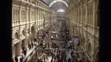 Moscow Russia (1971): View Of Crowded And Busy Train Station On A Sunny Day