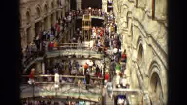Moscow Russia (1971): Many People Visit Ancient Buildings Crossing Over Several