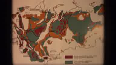 Moscow Russia (1971): Close Up View Of Orange Green And Red Map Of Russia