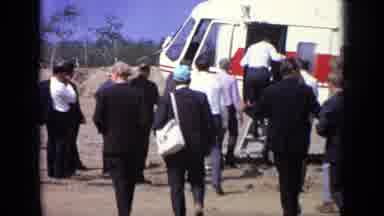 Moscow Russia (1971): People Boarding Red And White Helicopter On A Bright Sunny
