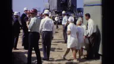 Moscow Russia (1971): People With Hard Hats Standing Around And Talking With Each