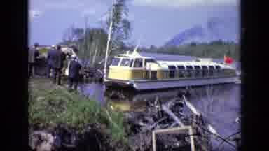 Moscow Russia (1971): Yellow Boat Picking Up People
