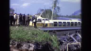Moscow Russia (1971): A Ferry Arriving At The Edge Of A Lake Or River Full Of Men
