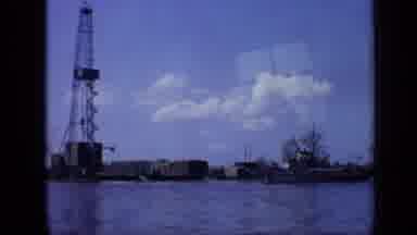 Moscow Russia (1971): View Of Seaport Crane And Boat On A Clear Day