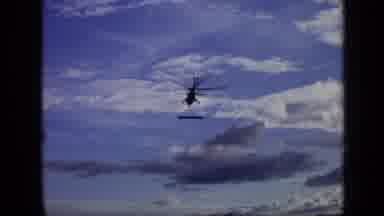 Moscow Russia (1971): Helicopter Flies Through The Sky On A Beautiful Windy Day