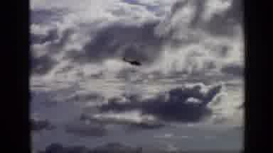 Moscow Russia (1971): A Single Helicopter Riding In The Sky With Lots Of Clouds