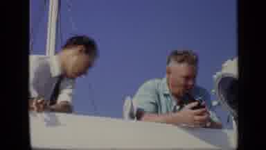 Moscow Russia (1971): Men On The Boat Look Over The Edge And Down Towards The