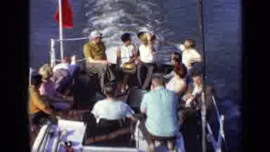 Moscow Russia (1971): Group Of People Riding On Boat On A Bright Sunny Day