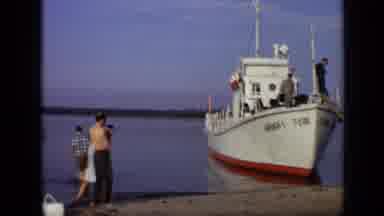 Moscow Russia (1971): People Water Ship Standing Talking Looking Aboard Objects