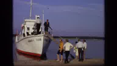 Moscow Russia (1971): Men And Women Walking Up The Ramp To Board A Ship