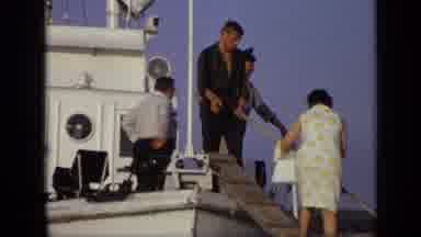 Moscow Russia (1971): People Boarding Boat