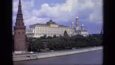 Moscow Russia (1971): Vintage Video With Large Centre Building With Cars Driving