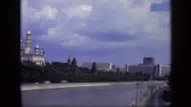 MOSCOW RUSSIA-1971: Roving Camera View Of A Body Of Water And Its Shore On A