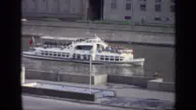 Moscow Russia (1971): Large Boat With Many Windows Cruising Down A River In The