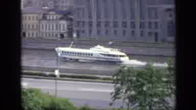 Moscow Russia (1971): View Of White Hydrofoil Boat Skimming Water On A Sunny Day