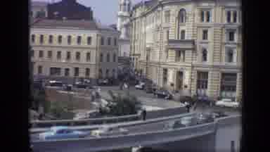 Moscow Russia (1971): Historic European Buildings Behind Roadway And Pedestrians
