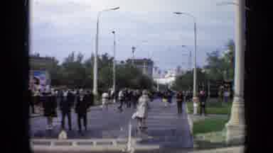 Moscow Russia (1971): View Of White Flag And Building On A Bright Sunny Day