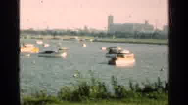 Illinois USA (1947): View Of White Boats In Lake On A Bright Sunny Day