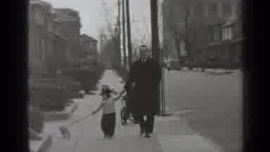 New York (1947): Group Of Women And Children Outside Wearing Coats Roasting