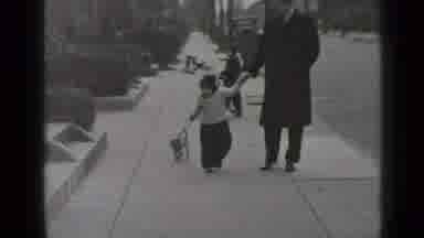 New York (1947): Father And Son Taking Puppy For Walk