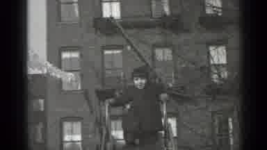 New York (1947): Young Girl Climbs Over Steps On Park Slide With Older Gentleman