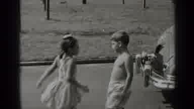 New York (1947): Young Boy And Girl Play In Front Of A Parked Car On A Warm Day