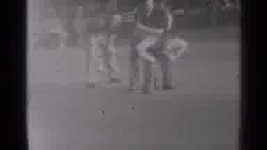 New York (1947): Three Guys Play Game Of Leap Frog In Park Setting Guy Sits On