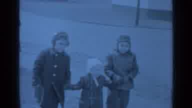 New York (1947): Father Recording Family Walking On A Beautiful Day