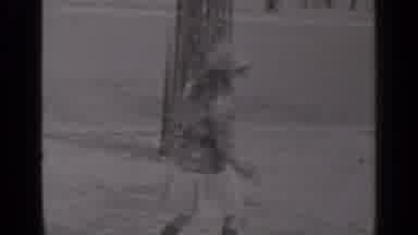 New York (1947): Girl Wearing Grey Sweater Plays Hopscotch On A Sunny Day