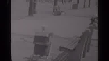 New York (1947): Child Pushing Baby Carriage Past Park Bench