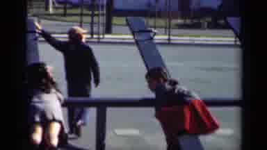 New York (1947): Two Children Playing On Seesaw Equipment While A Third Tries To