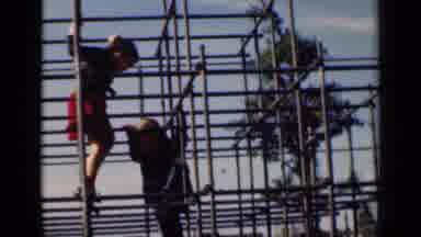 New York (1947): Two Kids Playing On Monkey Bars In Playground