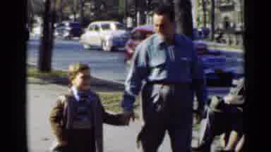 New York (1947): Smiley Boys Feels Enjoy His Happy Moment With Father Relaxed Old