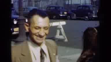 New York (1947): A Man And A Woman Walking Down The Sidewalk Smiling Parents