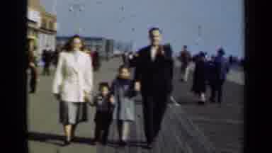 New York (1947): An Old School Family Walking On A Pier