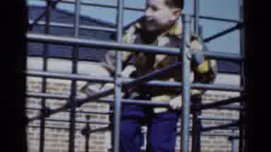 New York (1950): Kid Playing On Monkey Bars In Playground
