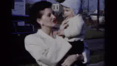 New York (1950): Family Street Baby Love Old Black Car Happy Smart Mother Smiling